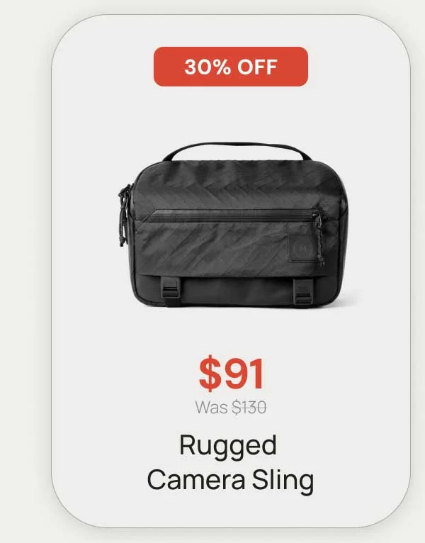 30% off - $91 Rugged Camera Sling