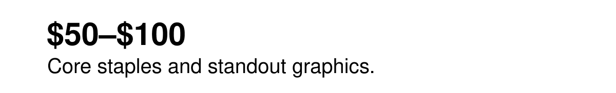 $50-$100 | Core staples and standout graphics.