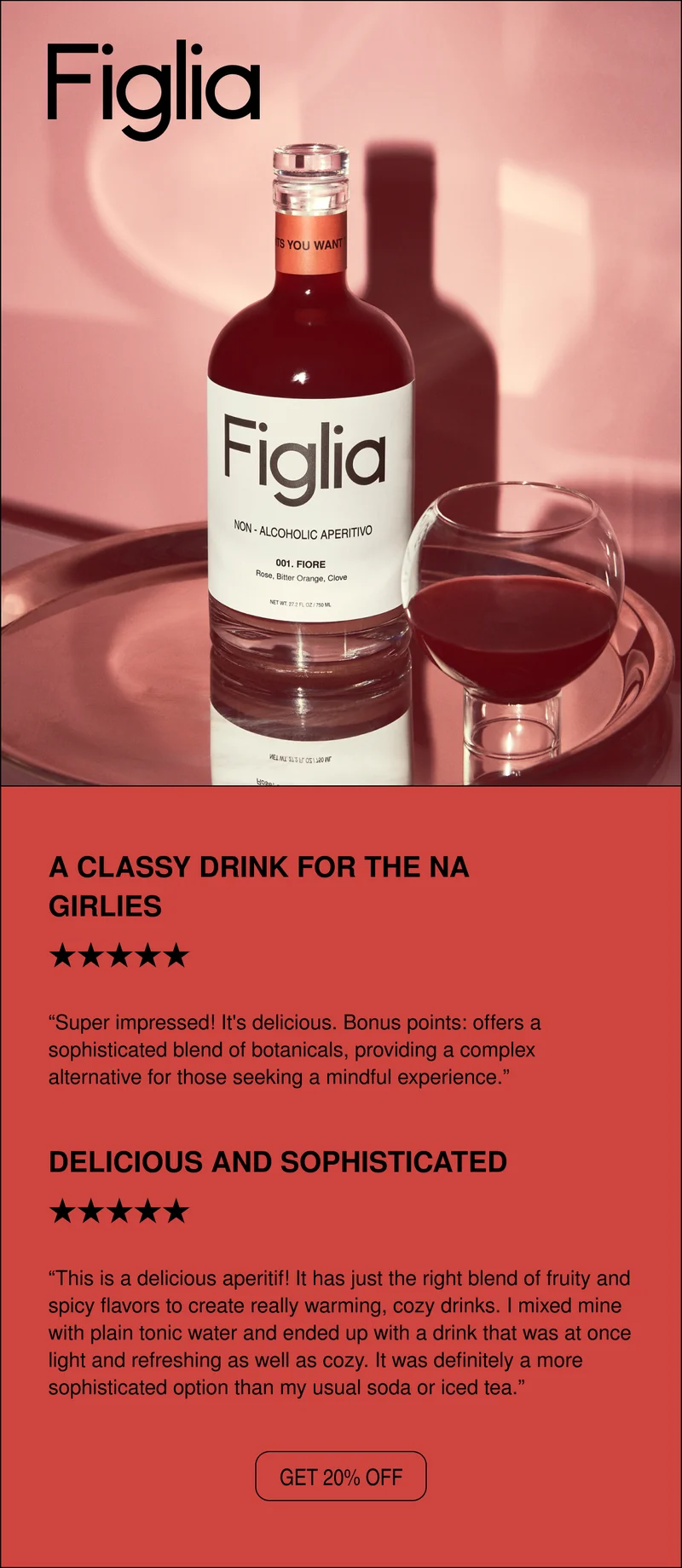 A CLASSY DRINK FOR THE NA GIRLIES | “Super impressed! It's delicious. Bonus points: offers a sophisticated blend of botanicals, providing a complex alternative for those seeking a mindful experience.” SHOP FIORE AT 20% OFF NOW