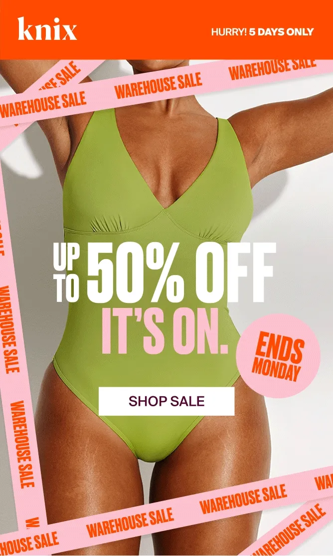 Knix. HURRY! 5 DAYS ONLY! UP TO 50% OFF. IT'S ON. ENDS MONDAY. SHOP SALE