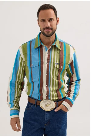 Vintage Inspired Brushpopper Workshirt in Green Sky