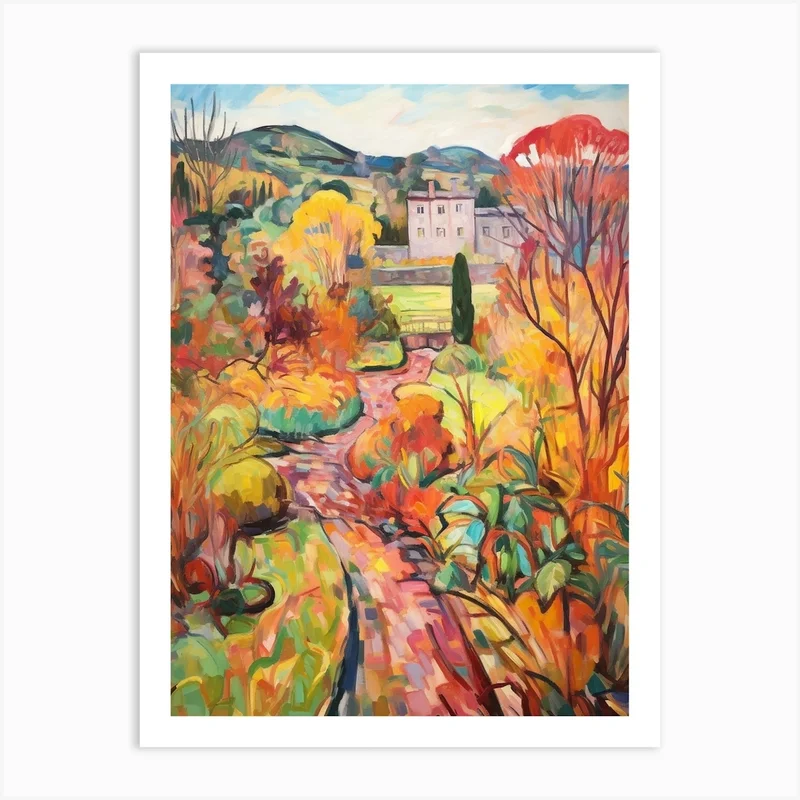 Image of Autumn Gardens Painting Powis Castle Gardens United Kingdom 3 Art Print