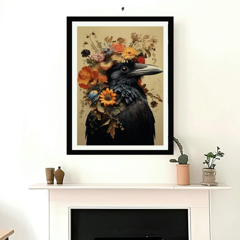 Image of Bird With A Flower Crown Crow 4 Art Print