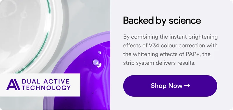 By combining the instant brightening effects of V34 colour correction with the whitening effects of PAP+, the strip system delivers results.