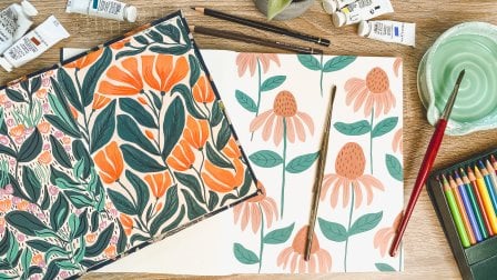 Floral Patterns in Gouache: Sketchbook Practice & Illustration