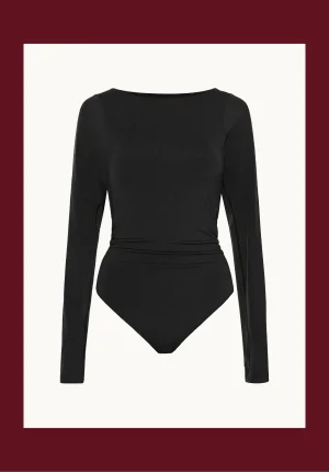 Serene Boatneck Bodysuit in Black