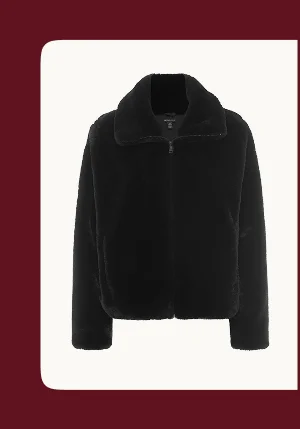 On The List Faux Fur Jacket in Black