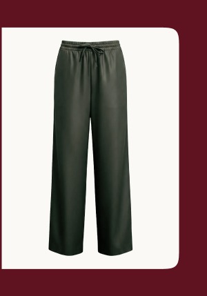 Faux Leather Pant in Slate Green