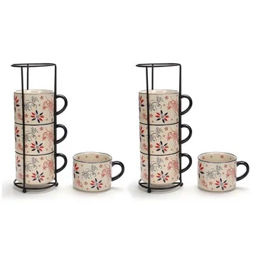 Temp-tations Seasonal Set of (8) 14-oz Stackable Mugs