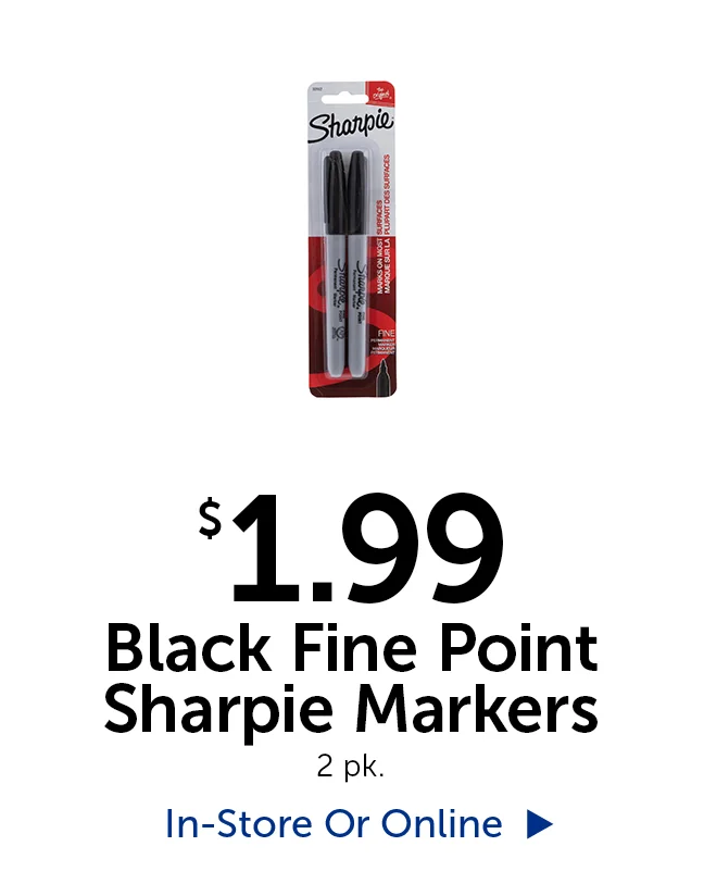 $1.99 Black Fine Point Sharpie Markers - 2 pack.