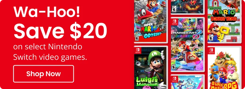 Wa-Hoo! Save $20 on select Nintendo Switch video games. Shop Now