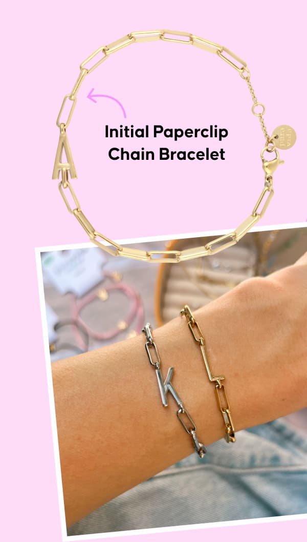 Initial Paperclip Chain Bracelet