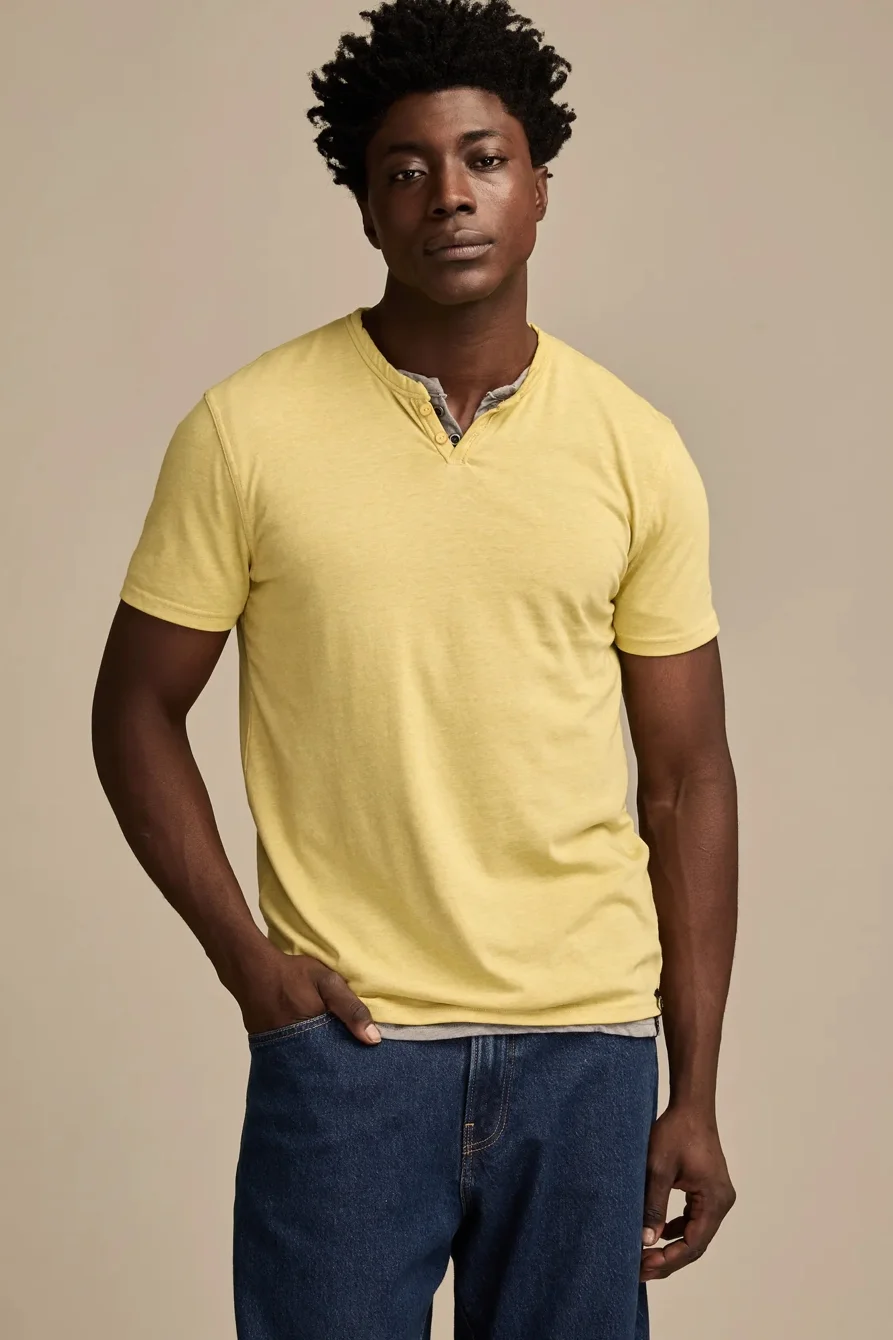 Image of Lucky Brand Venice Burnout Notch Neck Tee - Men's Clothing Tops Shirts Tee Graphic T Shirts in Sequoia