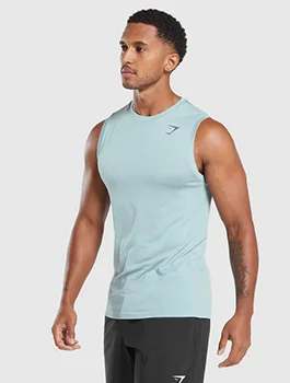 Sport Seamless Tank - Salt Blue/White