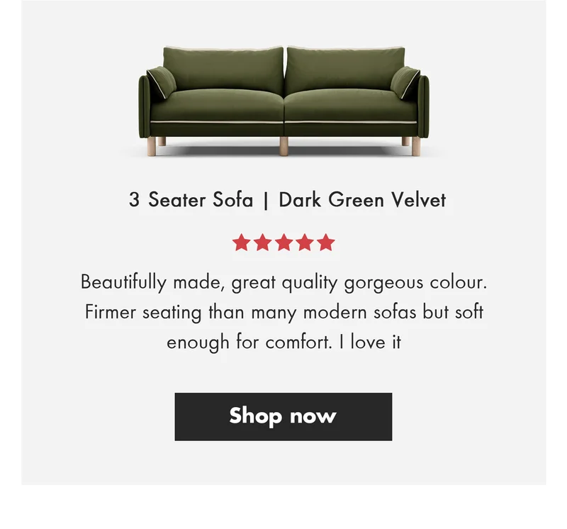 3 Seater Dark Green Velvet