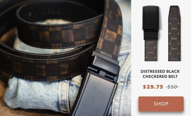 SHOP DISTRESSED BLACK CHECKERED BELT