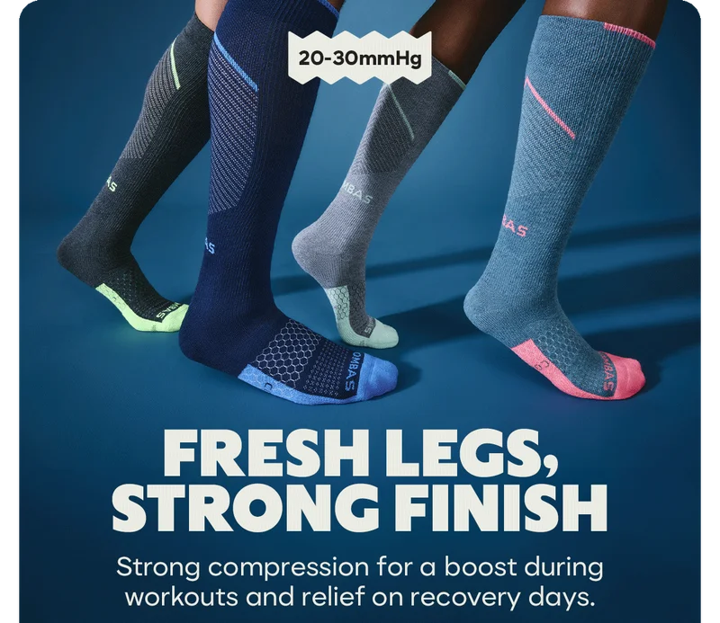 20-30mmHg | FRESH LEGS, STRONG FINISH | Strong compression for a boost during workouts and relief on recovery days.