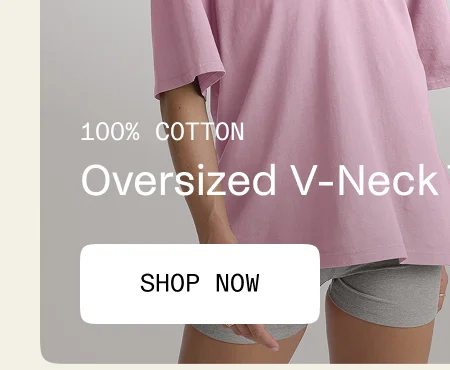 Oversized V-neck Cotton Tee in Orchid Blossom
