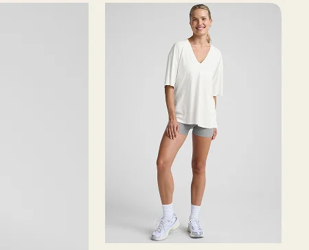 Oversized V-neck Tee in Soft White