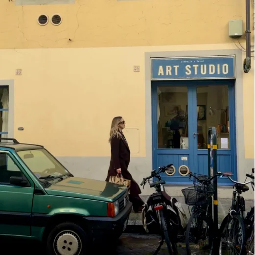 Woman walking streets of Florence
