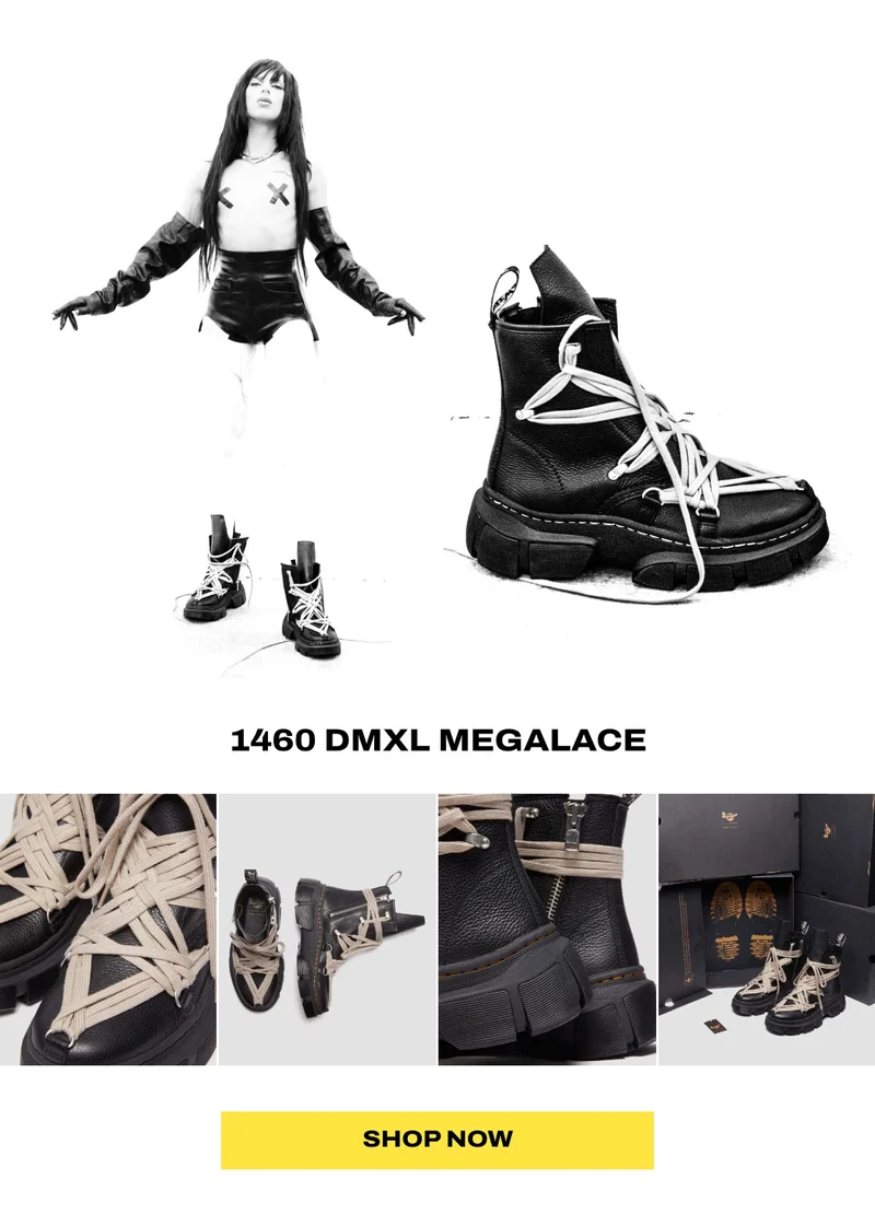 1460 Rick Owens DMXL Megalace Leather Lace Up Boots