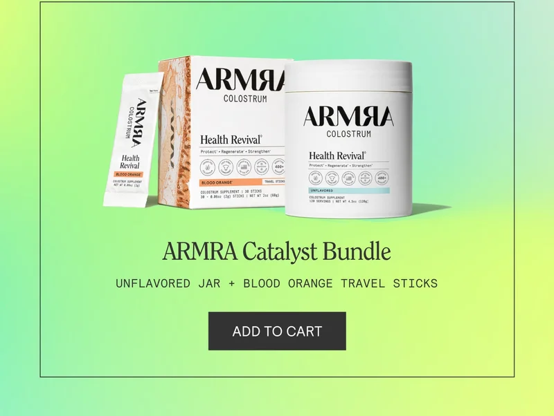 ARMRA Catalyst Bundle Bundle - Unflavored Jar + Blood Orange Travel Sticks. Add to cart. Products shown.