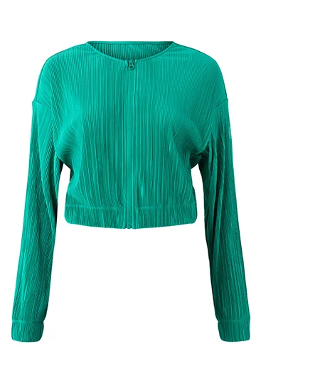 Cropped Micro Plisse Jacket