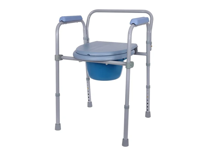 SevaCare™ by Monoprice™ Foldable 3‑in‑1 Bedside Commode Chair with Removable Bucket Splash Guard, Adjustable Height Settings, and a Trial 50 pack of Disposable Bags with Absorbent Pads