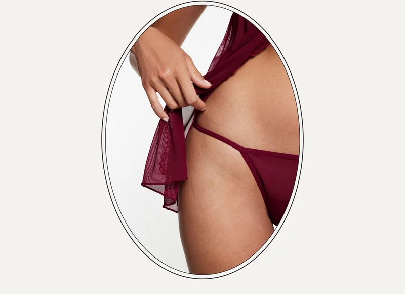 Mesh String Thong in Black Cherry