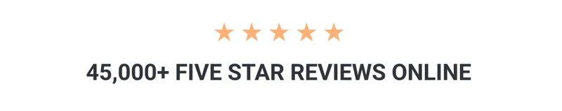 5 stars 45,000+ FIVE STAR REVIEWS ONLINE