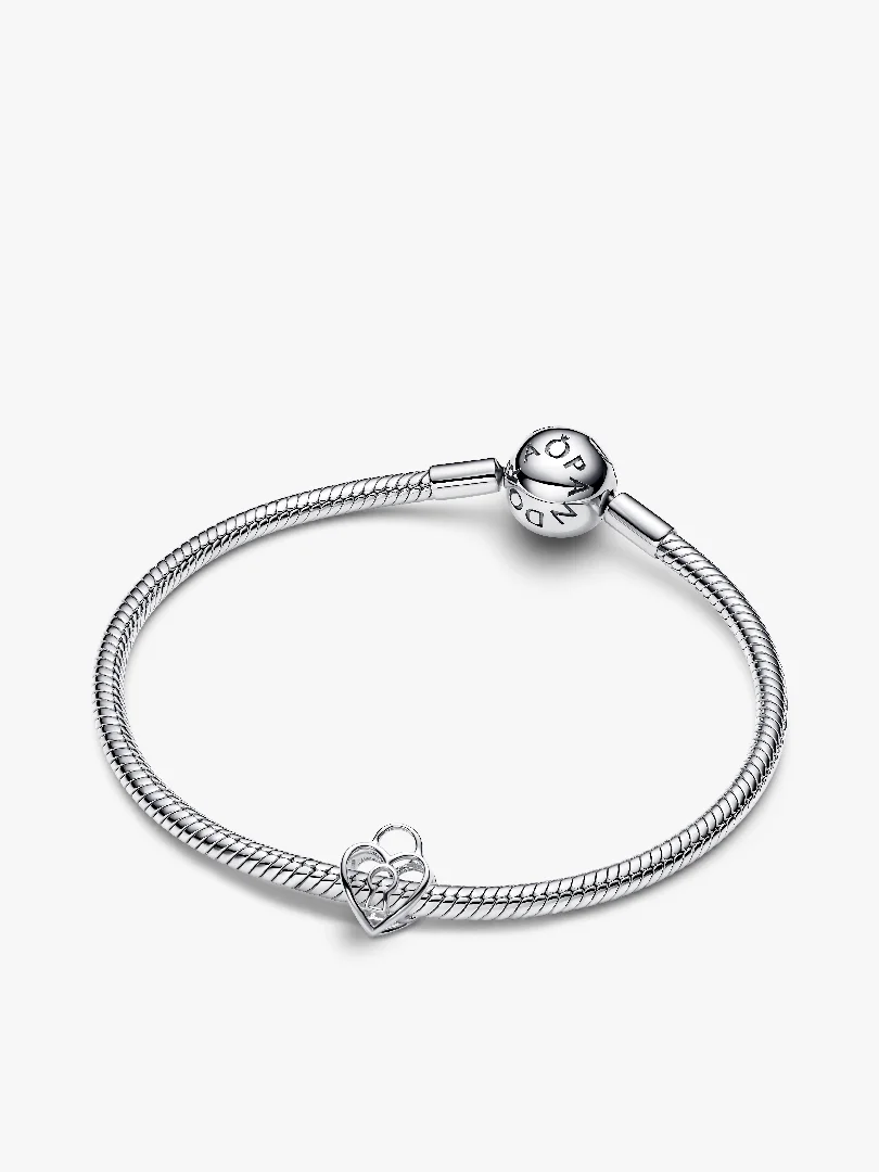 Openwork Heart Padlock Charm