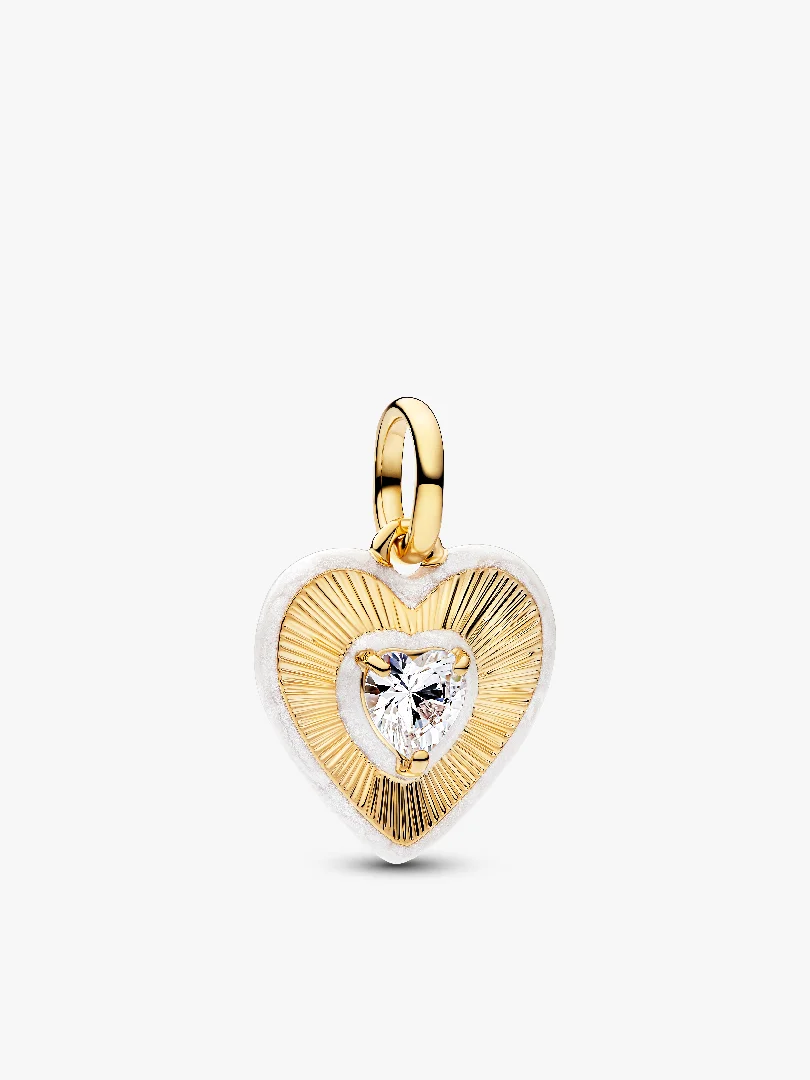 Radiating White Heart Medallion Charm
