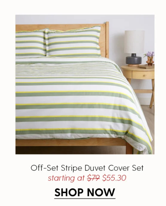 Off-Set Stripe Brushed Cotton Duvet Cover Set