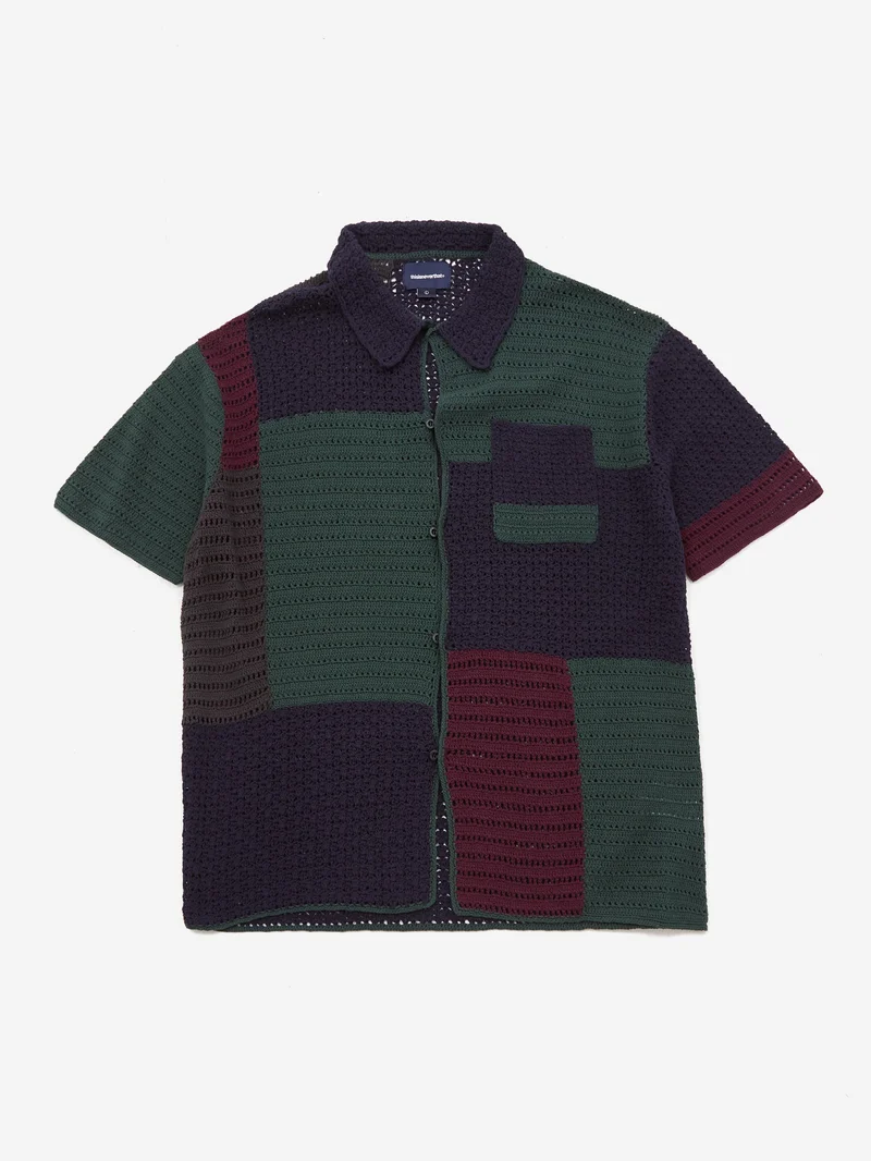 Image of thisisneverthat Block Crochet Knit Shirt - Navy