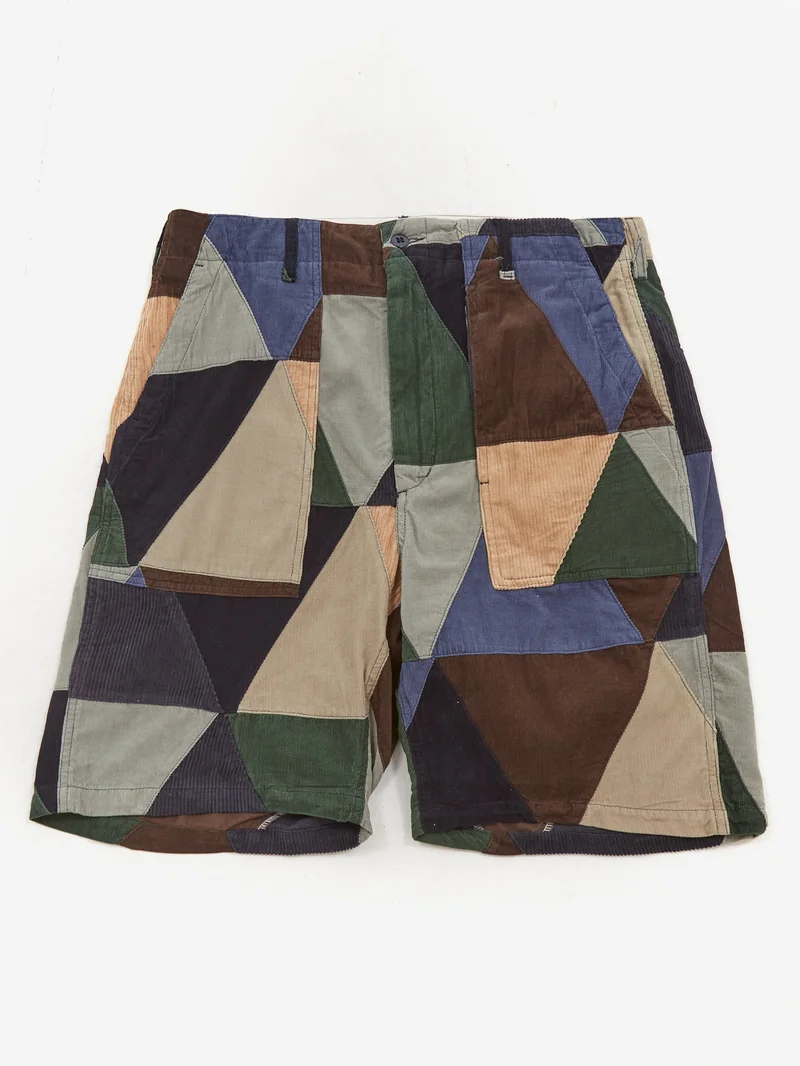 Image of Engineered Garments Fatigue Short - Multi Colour Triangle Patchwork