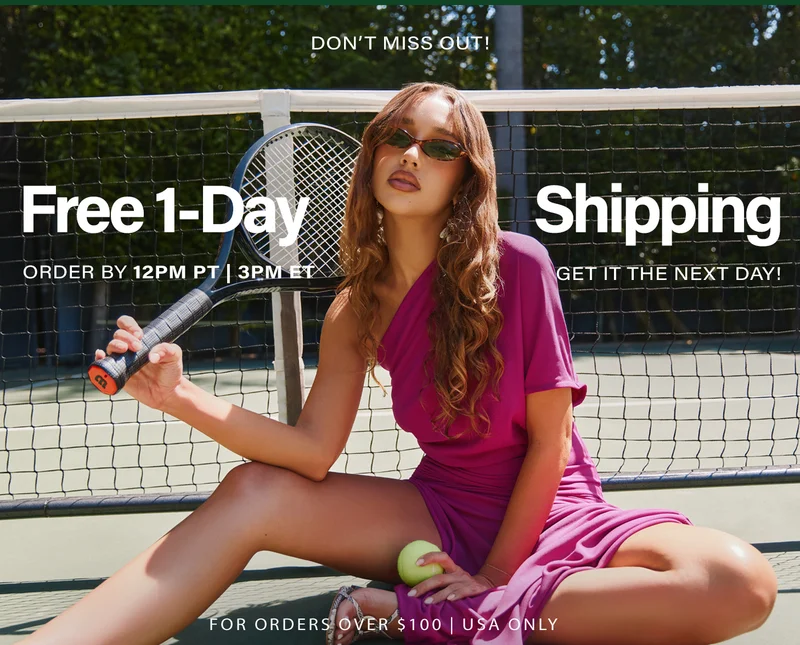Don't miss Free 1-Day Shipping! Order by 12PM PT/3PM ET, get it next day. Tennis court fashion. Orders $100+ USA.