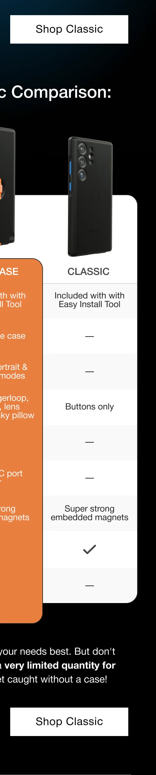 CLASSIC Included with with Easy Install Tool — — Buttons only — — Super strong embedded magnets —