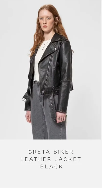 Greta Biker Leather Jacket Black