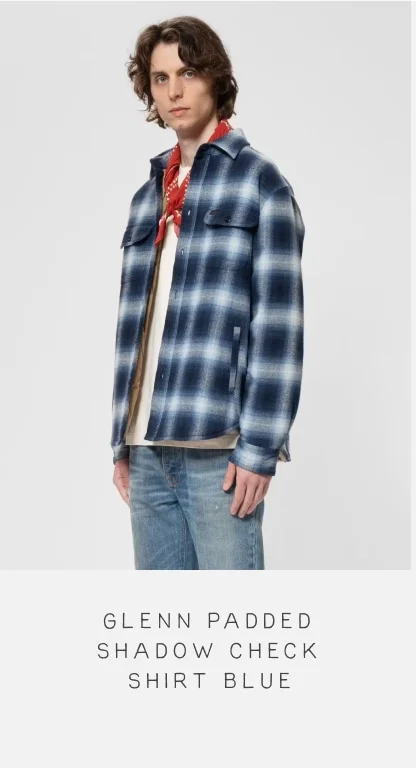 Glenn Padded Shadow Check Shirt Blue