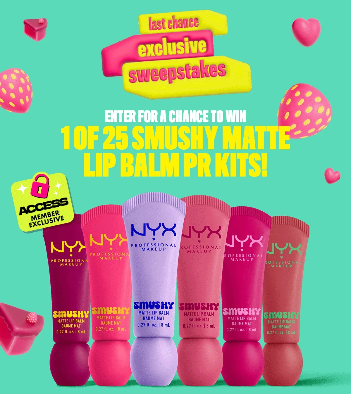 LAST CHANCE TO ENTER FOR A CHANCE TO WIN 1 OF 25 SMUSHY MATTE LIP BALM PR KITS!