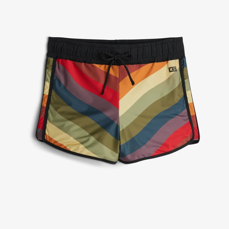 Image of Swim High Waisted Boy Short - Rainbow Wave