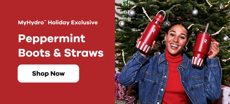 MyHydro™ Holiday Exclusive.  Peppermint Boots & Straws | Shop Now
