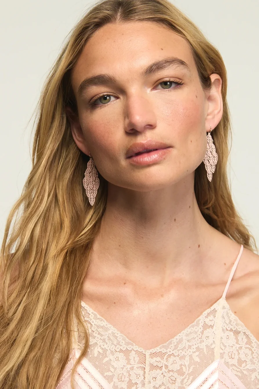 Image of Lucky Brand Layered Leaf Drop Earrings - Women's Ladies Accessories Jewelry Earrings in Gold