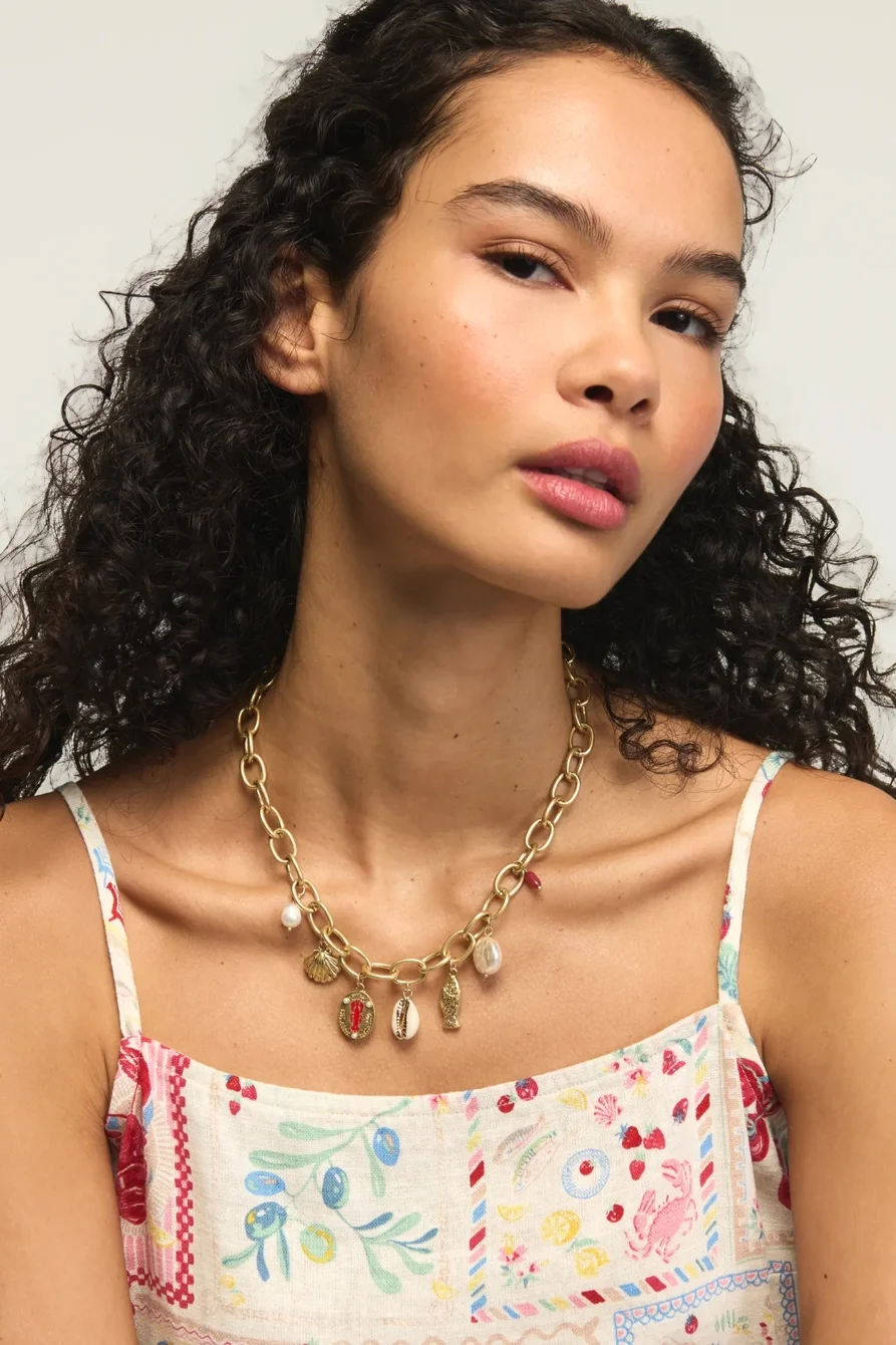 Image of Lucky Brand Sea Charm Necklace - Women's Ladies Accessories Jewelry Necklace Pendants in Gold