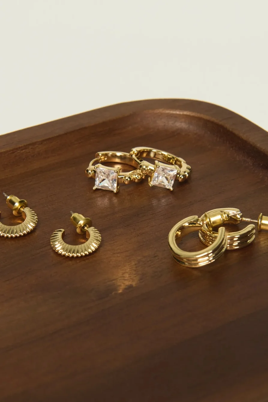 Image of Lucky Brand Drop Crystal And Hoop Earrings Set - Women's Ladies Accessories Jewelry Earrings in Gold