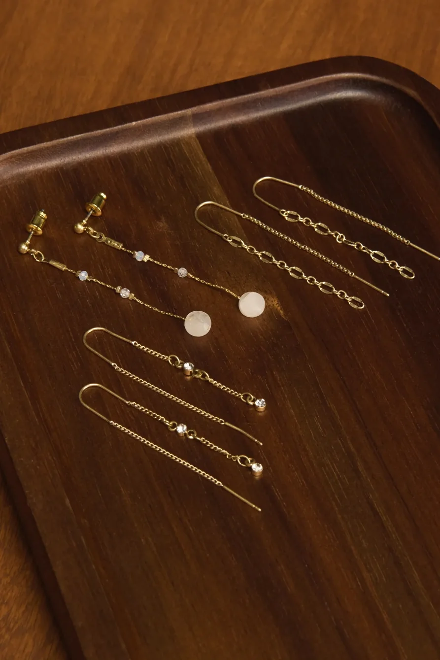 Image of Lucky Brand Crystal Chain Drop Earring Set - Women's Ladies Accessories Jewelry Earrings in Gold