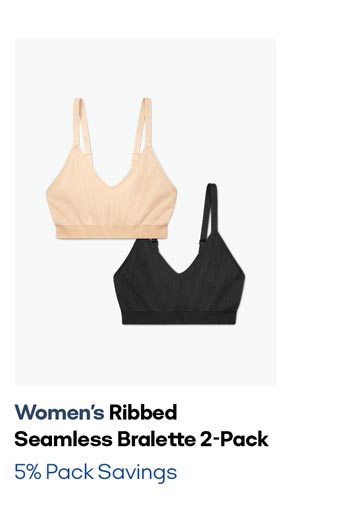 Women's Ribbed Seamless Bralette 2-Pack 5% Pack Savings