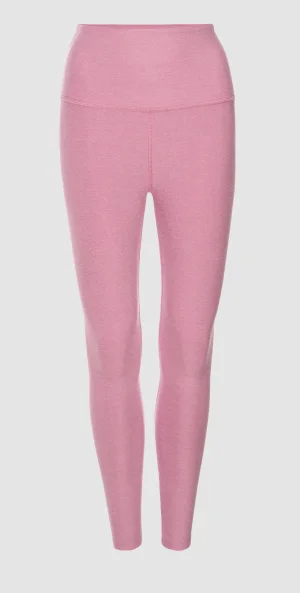 Spacedye Caught In The Midi High Waisted Legging in Pink Haze Heather