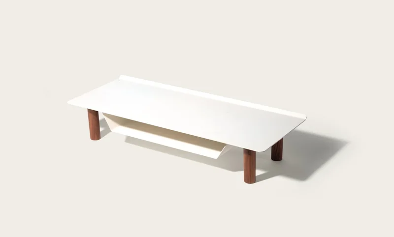 Image of Gather Small Monitor Stand (White/Walnut)
