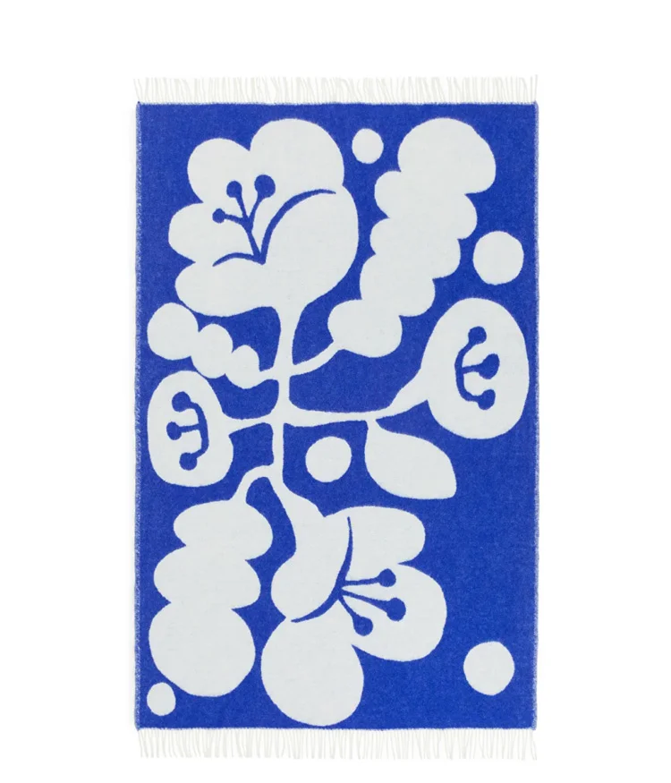 Takashi Tsushima Wool Blanket Blue/White